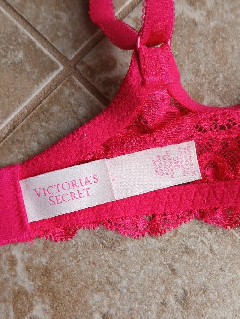 Victoria's Secret Dream Angels 34C Bright Pink Lace Push-Up Bra - Picture 4 of 8